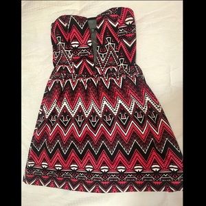 Strapless multicolor mini dress